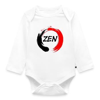Zen written in enso zen circle red and black - Organic Longsleeve Baby Bodysuit - white - Front