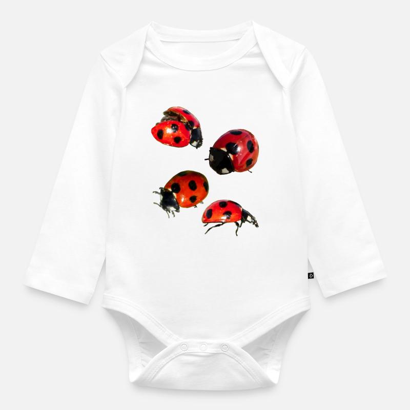 4 coccinelles - Body Bébé bio manches longues - blanc