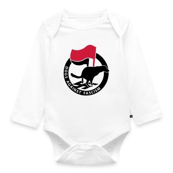 "Dogs Against Fascism" for Antifa Dog Owners - Organic Longsleeve Baby Bodysuit - white - Front