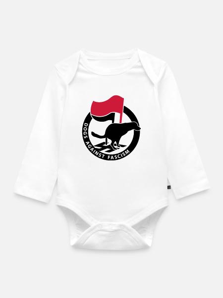 "Dogs Against Fascism" für Antifa Hundebesitzer - Baby Bio-Langarm-Body - Weiß