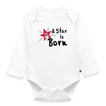 Baby Star Is Born Birthday - Organic Longsleeve Baby Bodysuit - white - Front