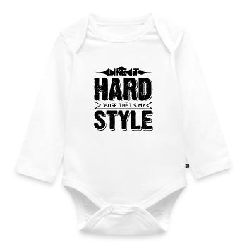 Hard Style Musik spruch - Baby Bio-Langarm-Body - Weiß - Vorne