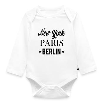 Top Städte der Welt - Baby Bio-Langarm-Body - Weiß - Vorne