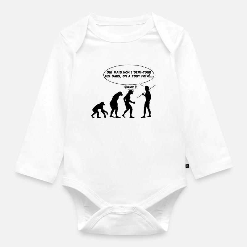 évolution inversée - Body Bébé bio manches longues - blanc