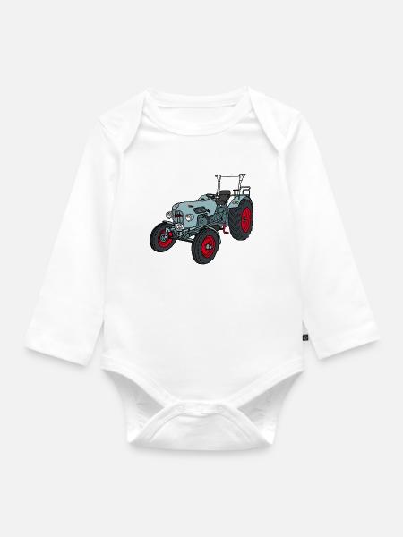 Der Gestreifte - Baby Bio-Langarm-Body - Weiß