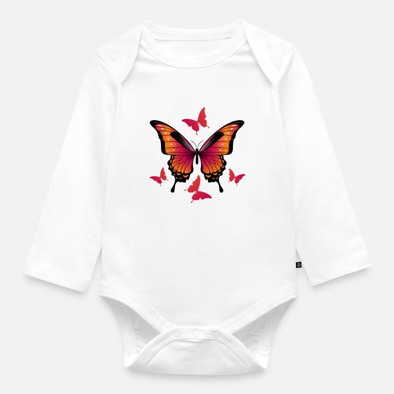 Papillons - Papillon - Body Bébé bio manches longues - blanc