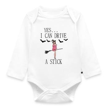 Hexe mit Besen - Baby Bio-Langarm-Body - Weiß - Vorne