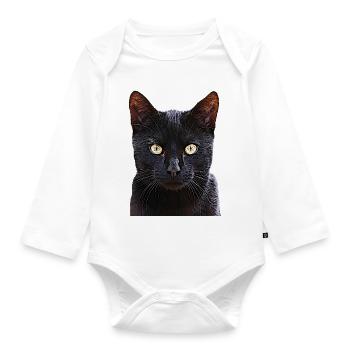 Cat black cat cats cat cats - Organic Longsleeve Baby Bodysuit - white - Front