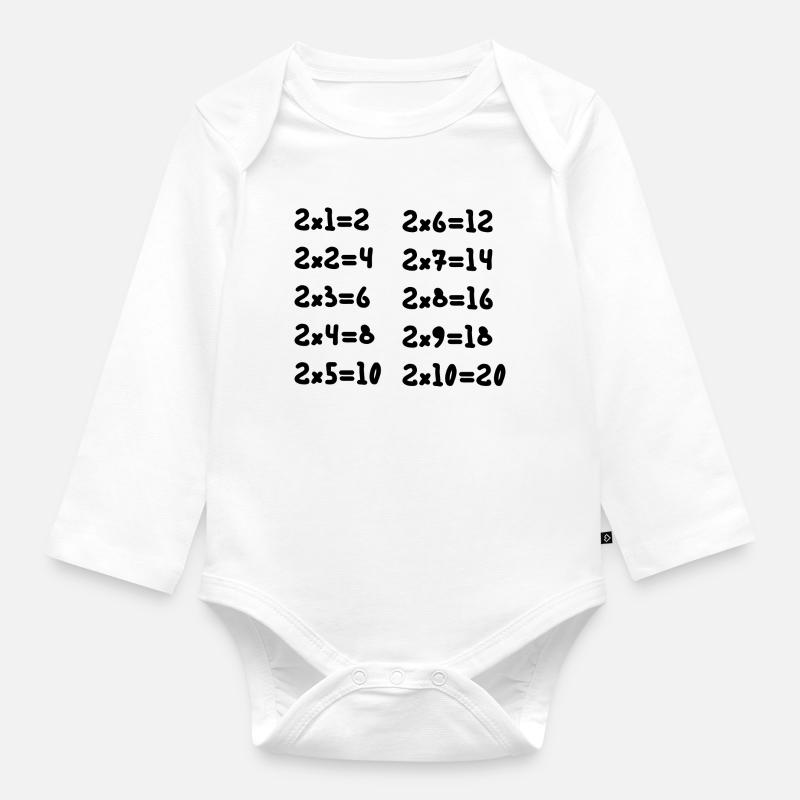 Zwei Multiplikationstabellen - Baby Bio-Langarm-Body - Weiß