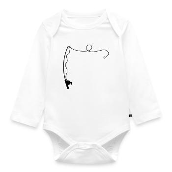fishing rod - Organic Longsleeve Baby Bodysuit - white - Front