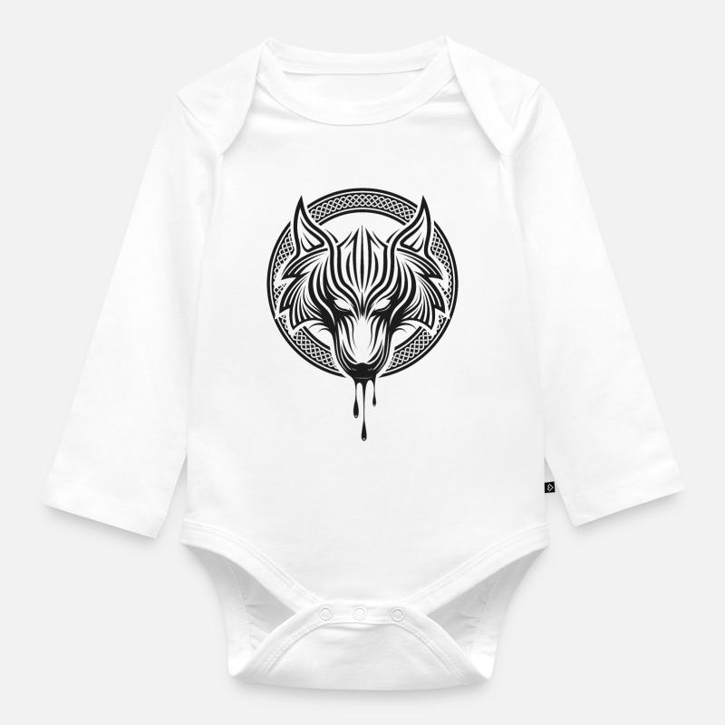 Celtic Wolf - Organic Longsleeve Baby Bodysuit - white