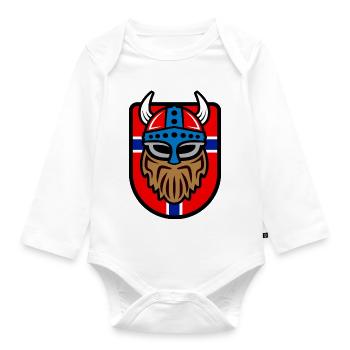 Logo viking cool avec drapeau norvégien - Body Bébé bio manches longues - blanc - Devant