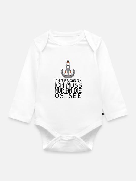 Ostsee Urlaub Geschenk - Baby Bio-Langarm-Body - Weiß