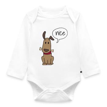 Cute dog - Organic Longsleeve Baby Bodysuit - white - Front