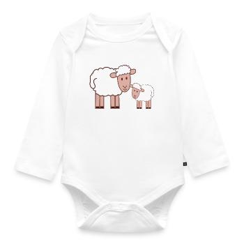 Kuschelige Schaffamilie Cartoon - Baby Bio-Langarm-Body - Weiß - Vorne