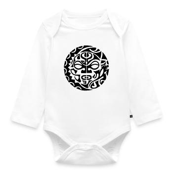 Schwarzer polynesischer Todeskopf - Baby Bio-Langarm-Body - Weiß - Vorne