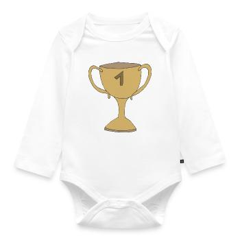 cup gold - Organic Longsleeve Baby Bodysuit - white - Front