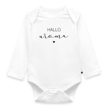 Hallo Uroma / Du wirst Uroma - Baby Bio-Langarm-Body - Weiß - Vorne