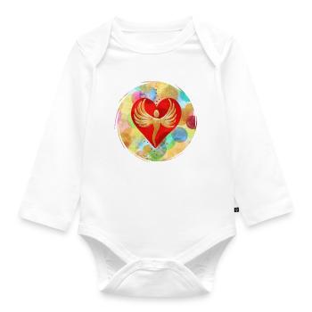 EngelHerz der Regenbogen Dimension - Sonja Ariel - Baby Bio-Langarm-Body - Weiß - Vorne