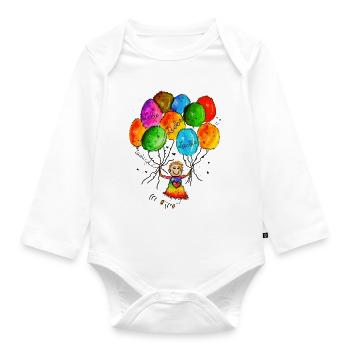 Lebe Liebe Lache Leichtigkeit - Baby Bio-Langarm-Body - Weiß - Vorne