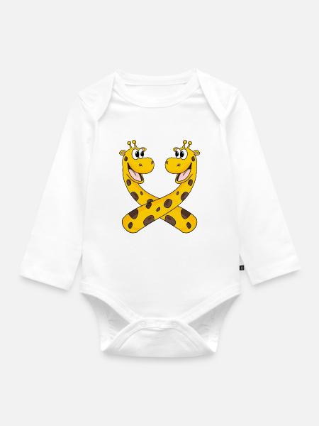 Giraffen Giraffe - Baby Bio-Langarm-Body - Weiß