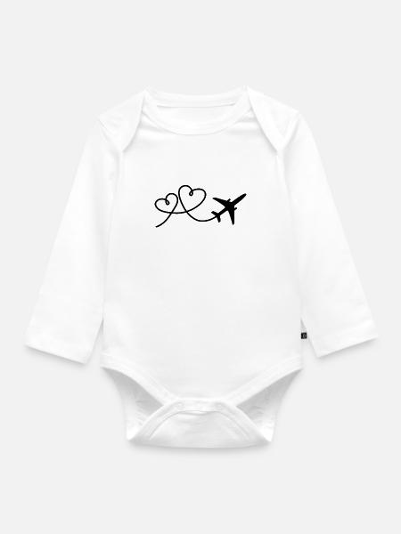 Flugzeug - Baby Bio-Langarm-Body - Weiß