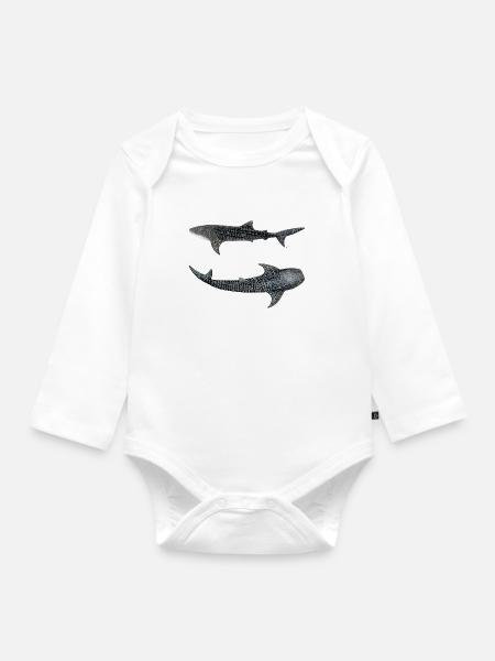 Walhai (Rhincodon typus) - Baby Bio-Langarm-Body - Weiß