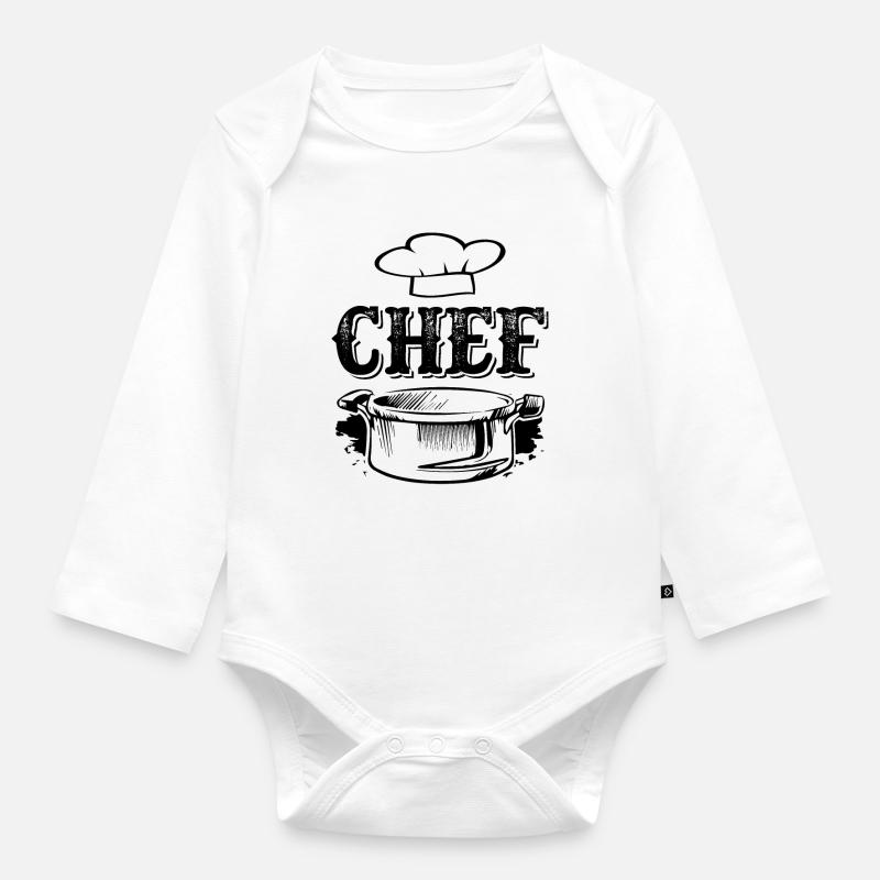 chef chef - Organic Longsleeve Baby Bodysuit - white