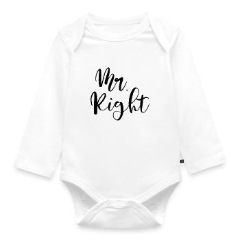 Mr. Right the right and only one - Organic Longsleeve Baby Bodysuit - white - Front