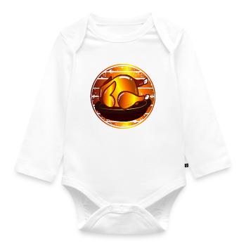 BRATHÄHNCHEN HÄHNCHEN GEFLÜGEL ESSEN GRILLEN - Baby Bio-Langarm-Body - Weiß - Vorne