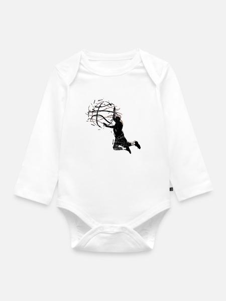 KronenRing-Silhouette - Baby Bio-Langarm-Body - Weiß