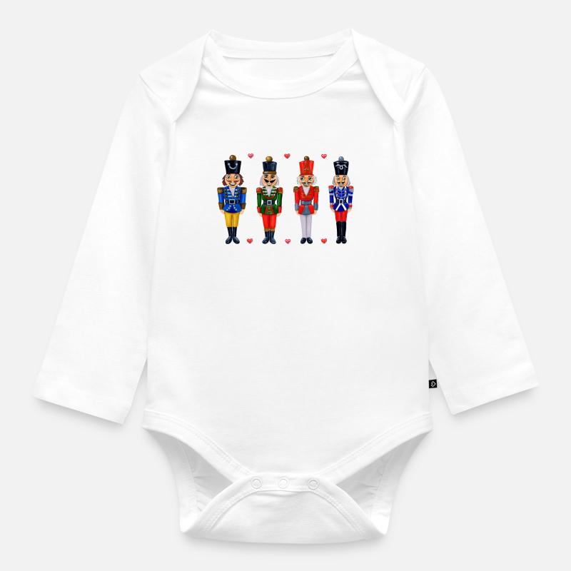 FOUR FUNNY NUTCRACKERS - Organic Longsleeve Baby Bodysuit - white