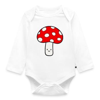 Mushroom Fly agaric Lucky Mushroom - Organic Longsleeve Baby Bodysuit - white - Front