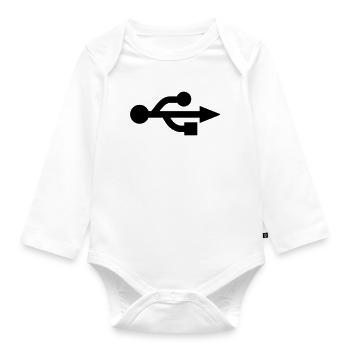USB Logo - Nerd - Geek - Baby Bio-Langarm-Body - Weiß - Vorne