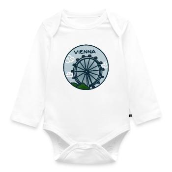 Riesenrad, Prater - Wien, Österreich - Baby Bio-Langarm-Body - Weiß - Vorne