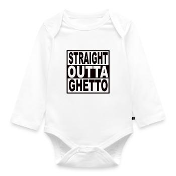 Straigt Outta Ghetto - Baby Bio-Langarm-Body - Weiß - Vorne