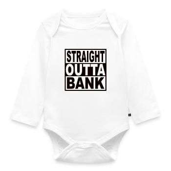 Straigt Outta Bank - Organic Longsleeve Baby Bodysuit - white - Front