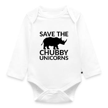 The Chubby Unicorns - Organic Longsleeve Baby Bodysuit - white - Front