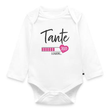 Tante Loading 2023 Herz Nichte Mädchen - Baby Bio-Langarm-Body - Weiß - Vorne