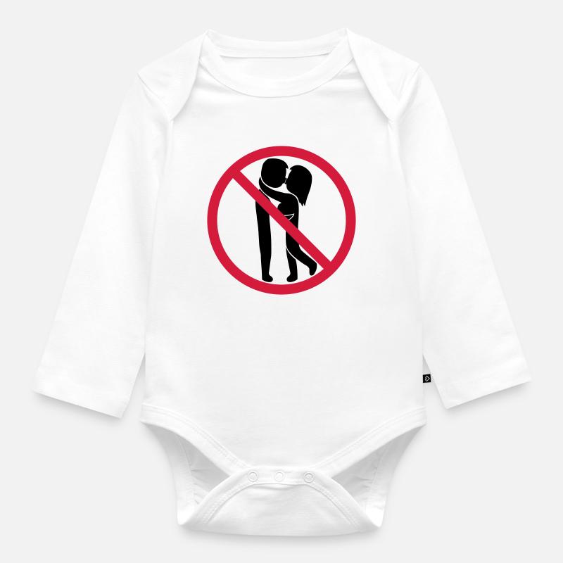 Signe interdit de baiser - Body Bébé bio manches longues - blanc