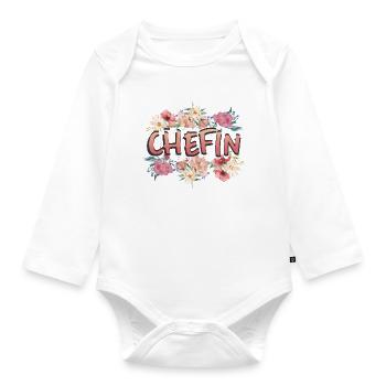 Chefin - Baby Bio-Langarm-Body - Weiß - Vorne