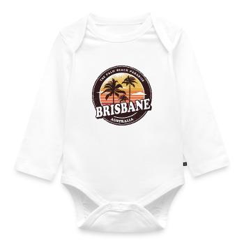 Brisbane Australia Vintage Beach Design - Organic Longsleeve Baby Bodysuit - white - Front