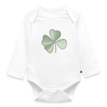 Kleeblatt pastell - Baby Bio-Langarm-Body - Weiß - Vorne