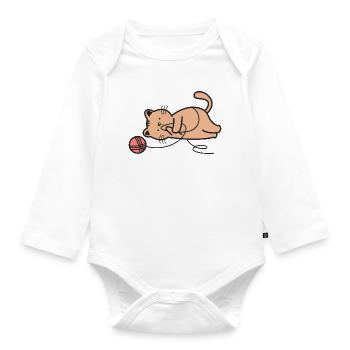 Katze Katzen - Baby Bio-Langarm-Body - Weiß - Vorne