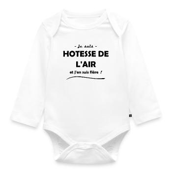 fier d être hôtesse de l air - Body Bébé bio manches longues - blanc - Devant