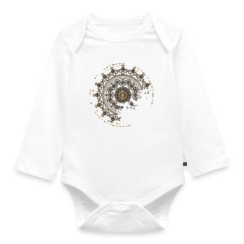 filigran gestaltetes ornamentales Fragment - Baby Bio-Langarm-Body - Weiß - Vorne