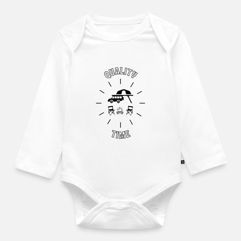 Camping mit Dachzelt - Baby Bio-Langarm-Body - Weiß