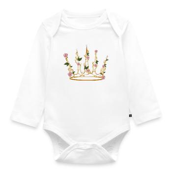 délicate couronne de la Belle au bois dormant faite de pétales de rose et de feuilles - Body Bébé bio manches longues - blanc - Devant