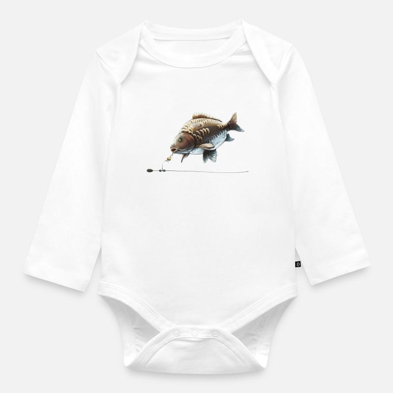 Conception de la pêche à la carpe Chod Rig pour les pêcheurs - Body Bébé bio manches longues - blanc