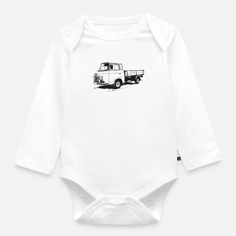 Barkas Pritsche - Pritschenwagen - Baby Bio-Langarm-Body - Weiß